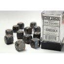 Set de 12 dés D6 16mm Polyhédraux opaque Gris Foncé et Cuivre - Chessex